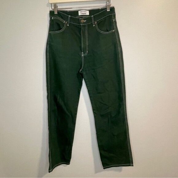 Reformation Emerald Green Cowboy High Rise Straight Jeans Size 30 - Picture 4 of 4